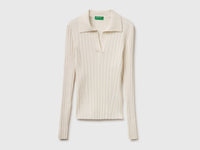Ribbed sweater with polo collar - ucb_image_FS