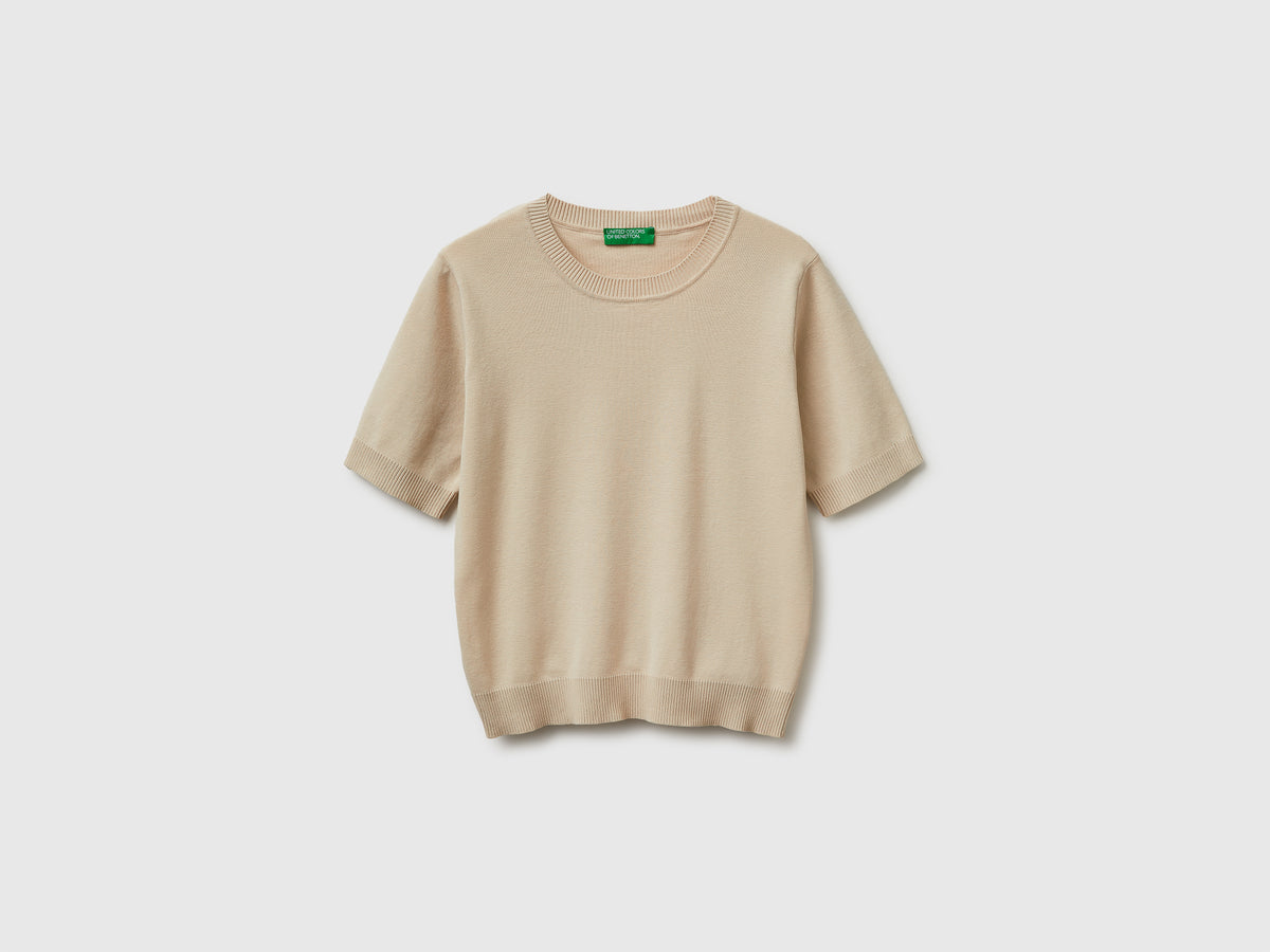 Beige short sleeve sweater - ucb_image_FS
