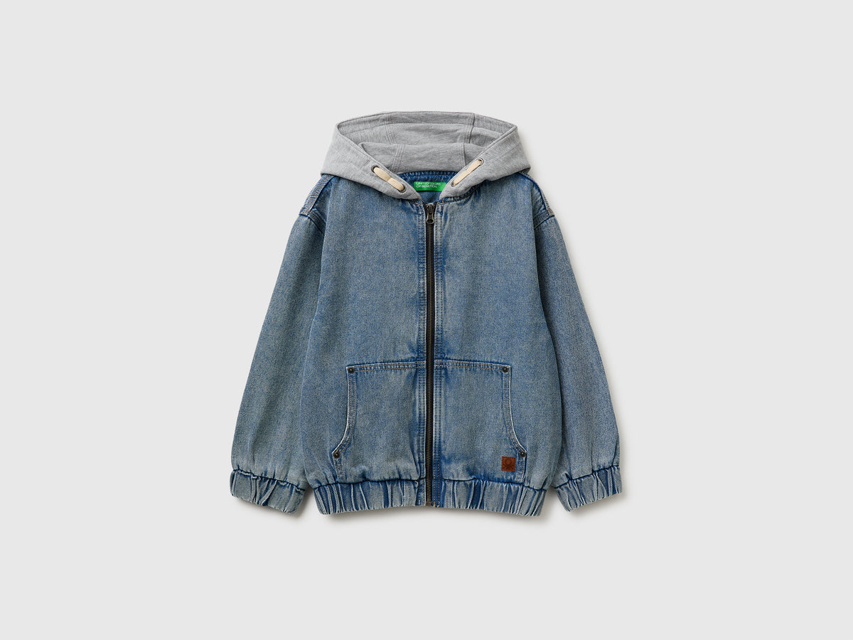 Denim bomber jacket with fleece hood - ucb_image_FS
