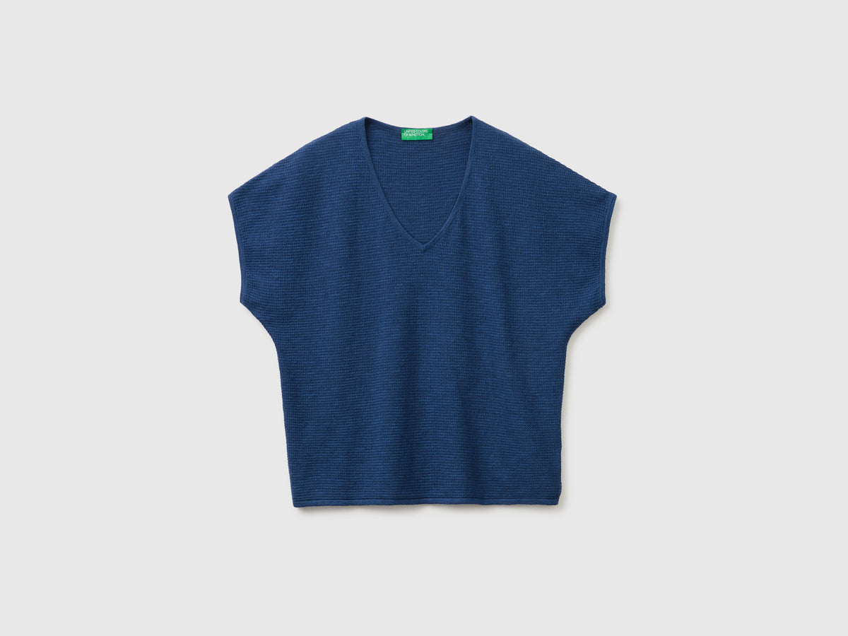 V-neck sweater in linen blend - ucb_image_FS