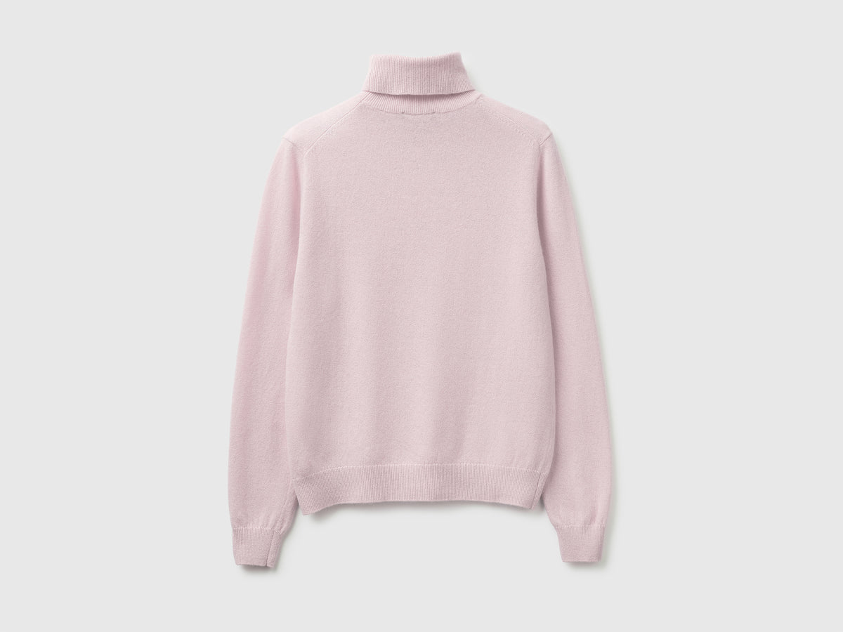 Camisola de gola alta lilás claro em pura lã Merino - ucb_image_BS