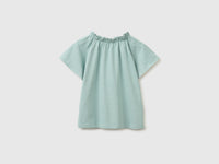 Linen blend ruffle neck T-shirt - ucb_image_BS