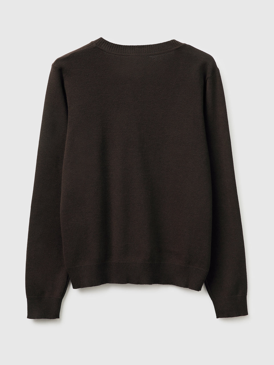 Brown V-neck sweater in tricot cotton - ucb_image_BS
