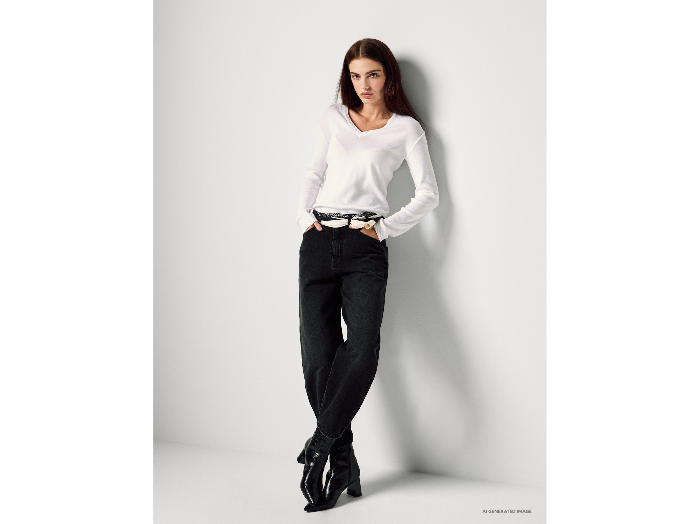 Camisola com decote em V em algodão puro - ucb_image_F