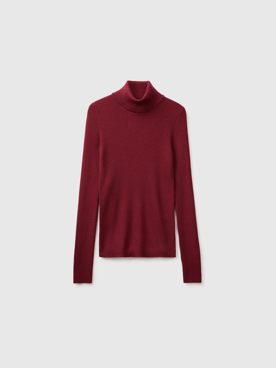 Camisola de gola alta canelada em mistura de seda e lã - ucb_image_FS