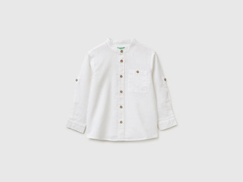 Linen blend mandarin collar shirt - ucb_image_FS