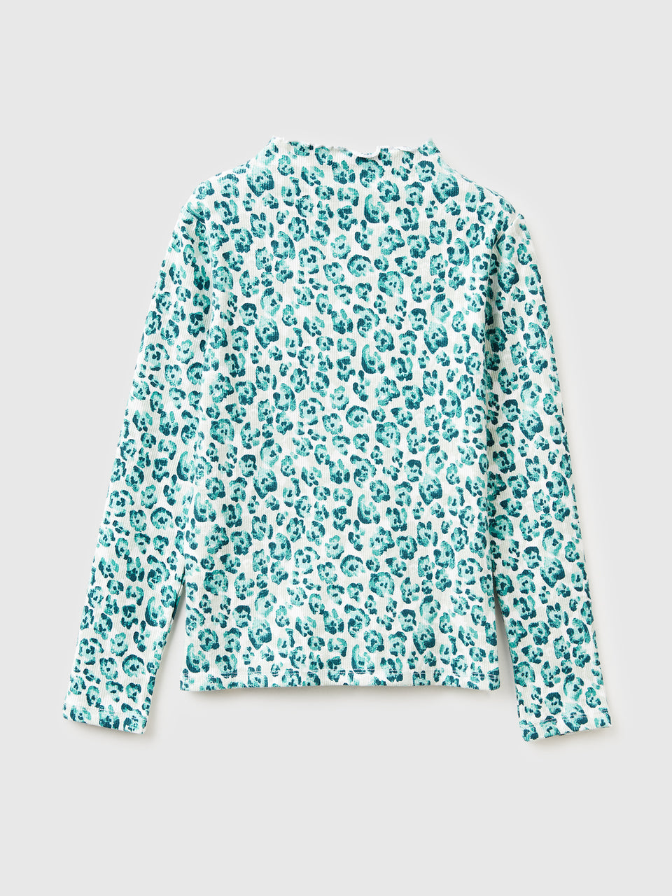 T-shirt de gola alta azul-claro com estampa animal. - ucb_image_BS