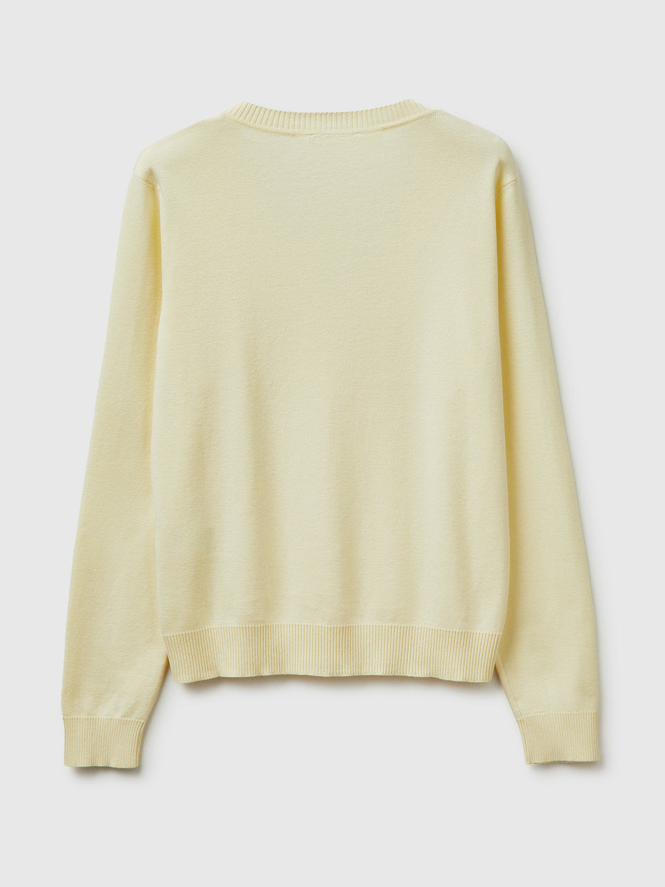 Light yellow V-neck sweater in cotton tricot - ucb_image_BS