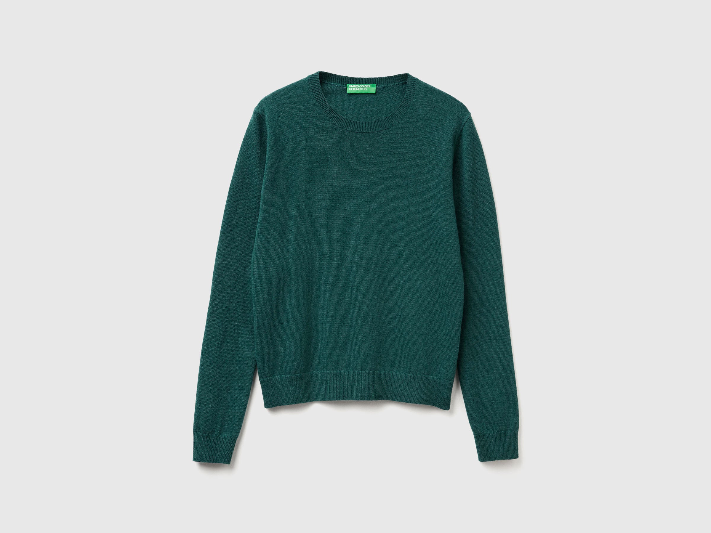 Camisola de gola redonda verde em lã Merino - ucb_image_FS