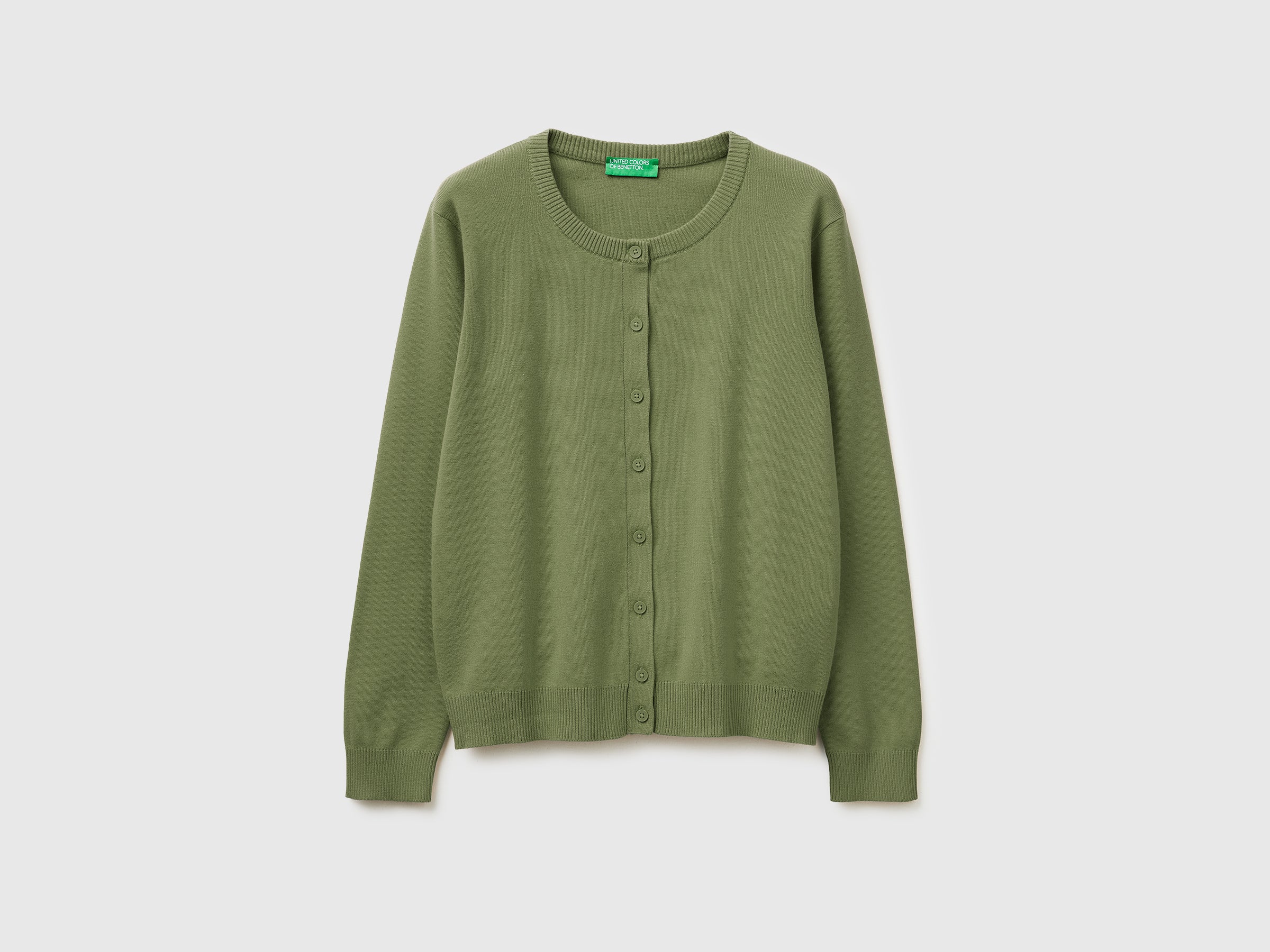 Olive green cardigan in tricot cotton - ucb_image_FS