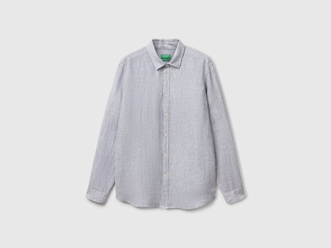 Blue patterned shirt in pure linen - ucb_image_FS