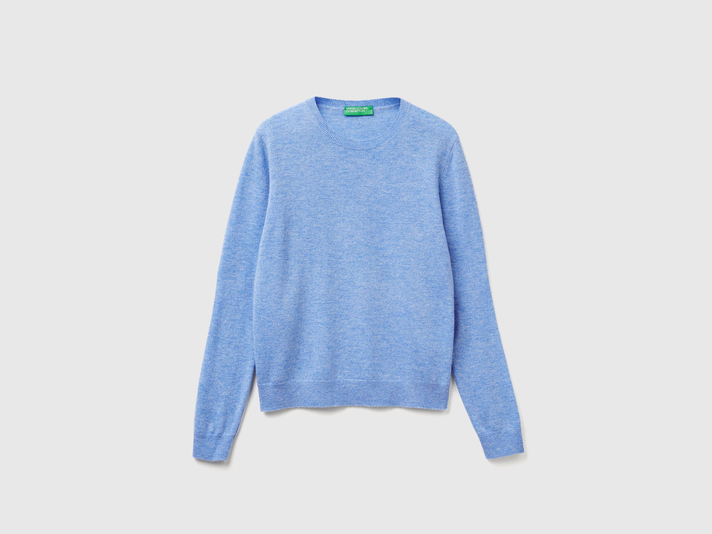 Camisola de gola redonda azul-claro em lã Merino - ucb_image_FS