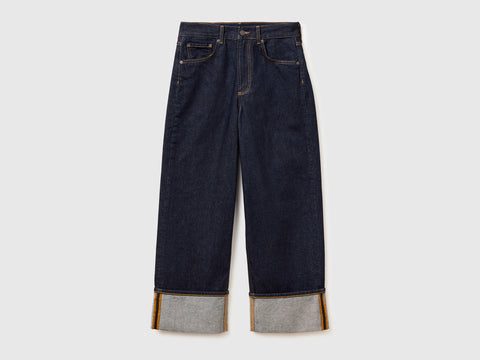 Jeans cropped com dobra lavagem rinse - ucb_image_FS