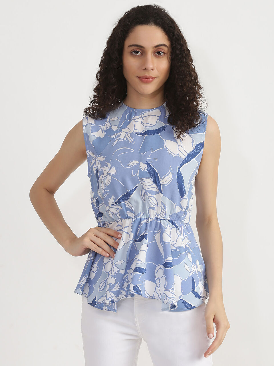 Long Sleeve High Low Peplum Top image number null