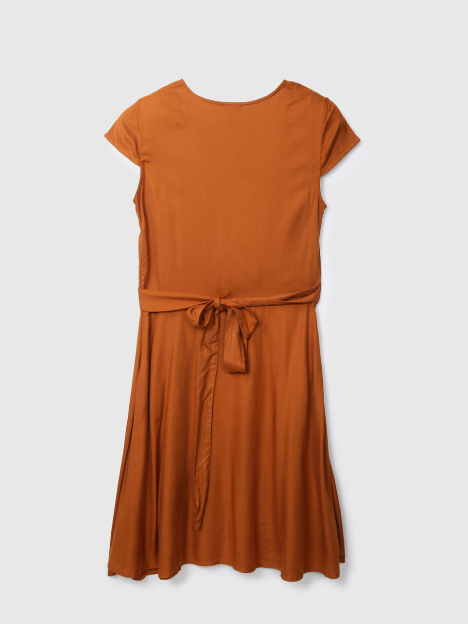 Short Sleeve Solid Wrap Dress image number null