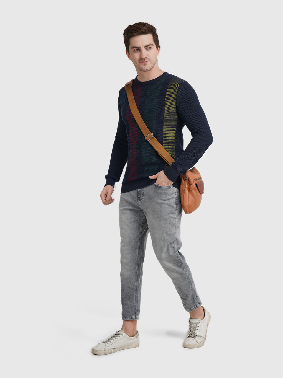 Vertical Striped Plating Sweater image number null