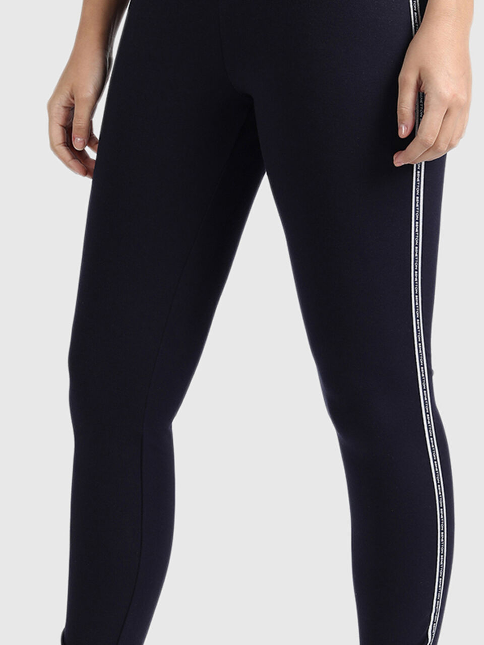 Cotton Leggings with Lurex and Branding Tape image number null