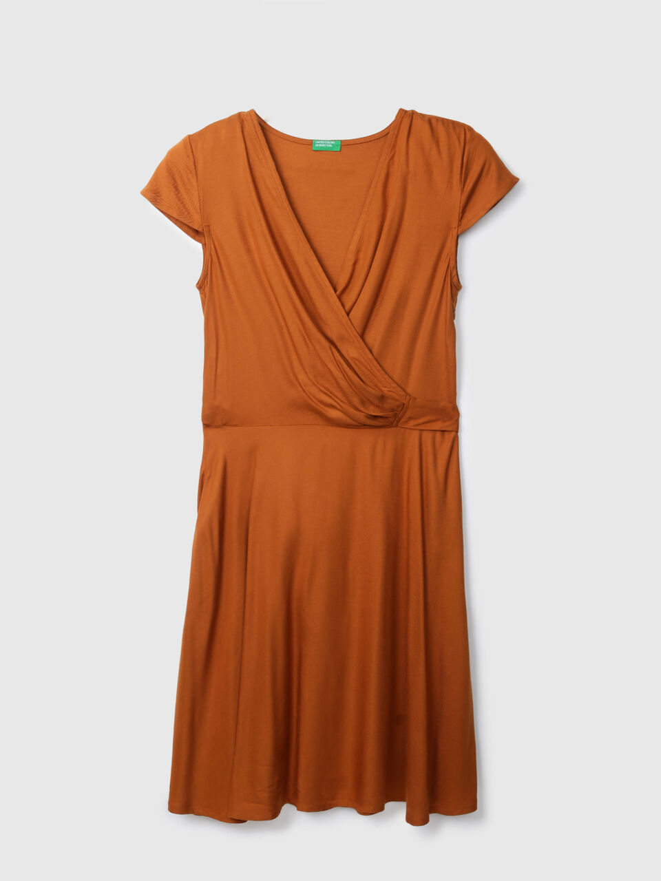 Short Sleeve Solid Wrap Dress image number null
