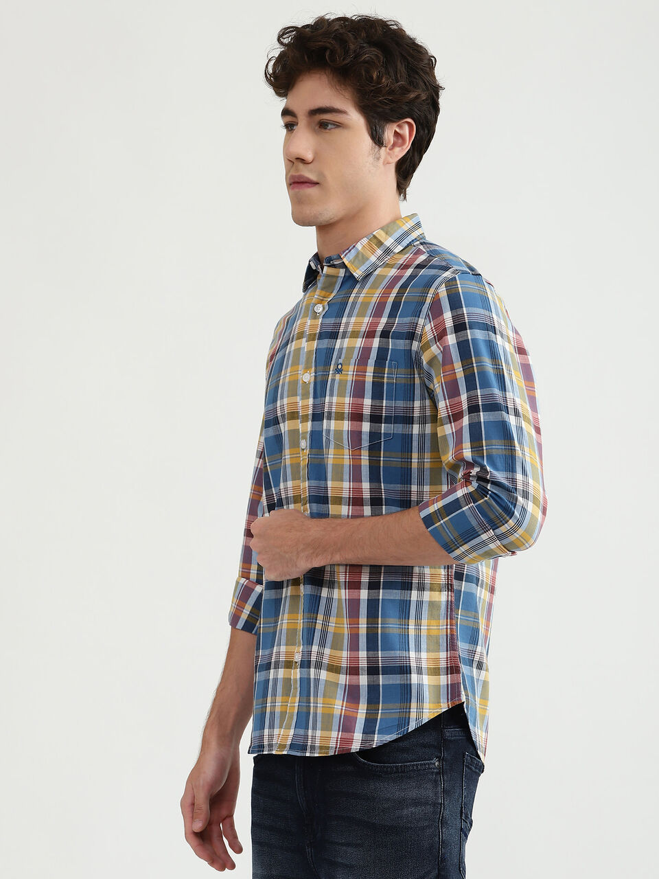 Full Sleeves Multicolour Check Shirt image number null