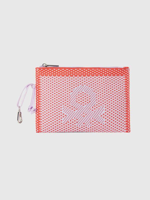 Red and pink jacquard clutch Women