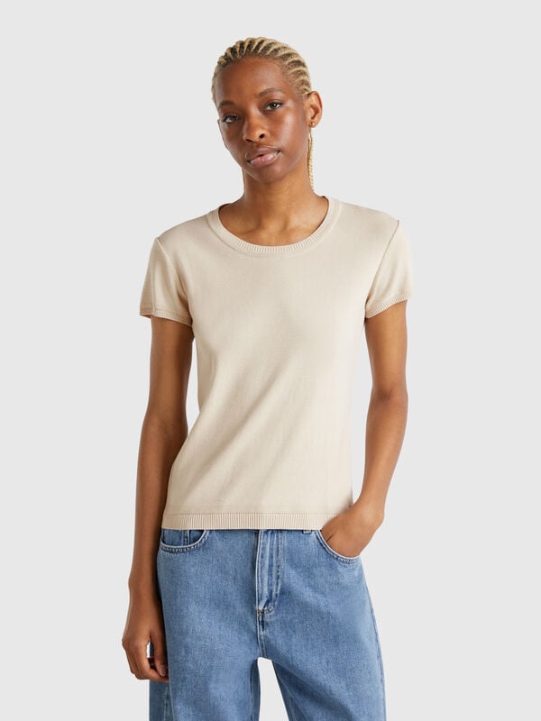 Beige short sleeve sweater Women