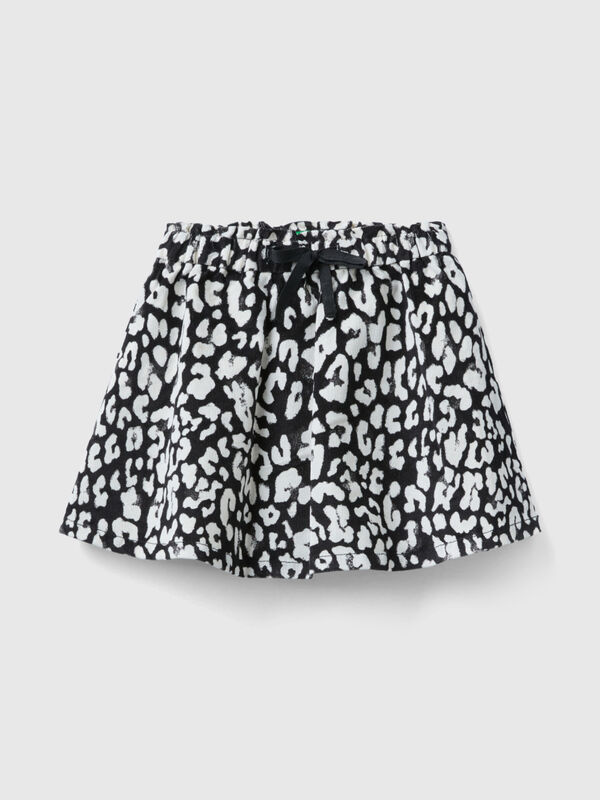 Animal print velvet mini skirt