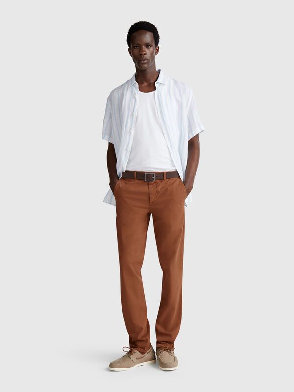 Brown slim fit chinos Men