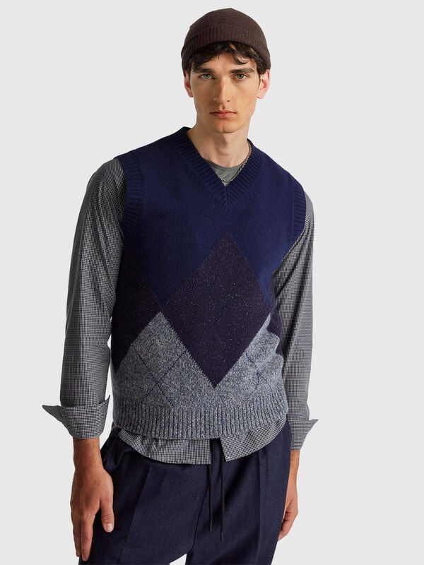 Diamond vest in wool blend Men