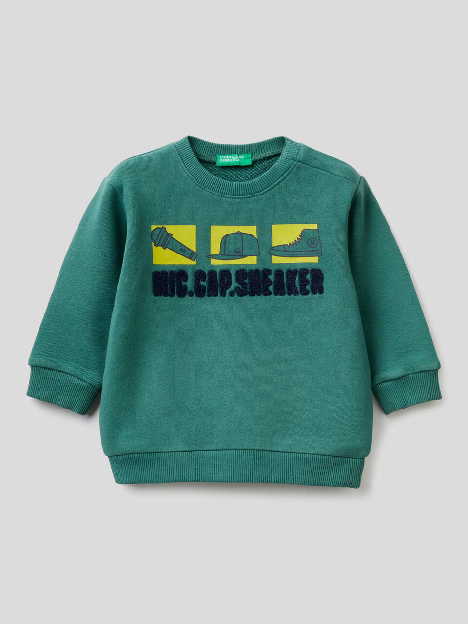 100% cotton sweatshirt with print and embroidery image number 1