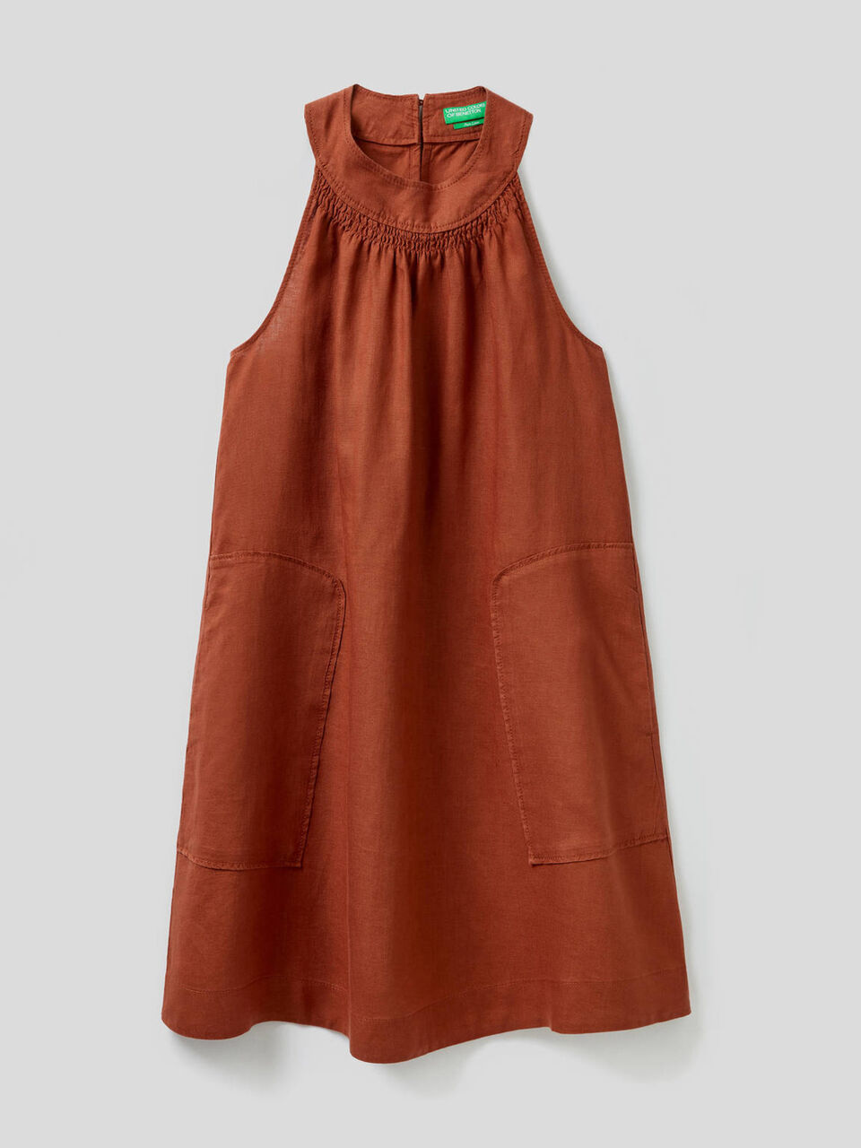 Cropped dress in 100% linen image number null