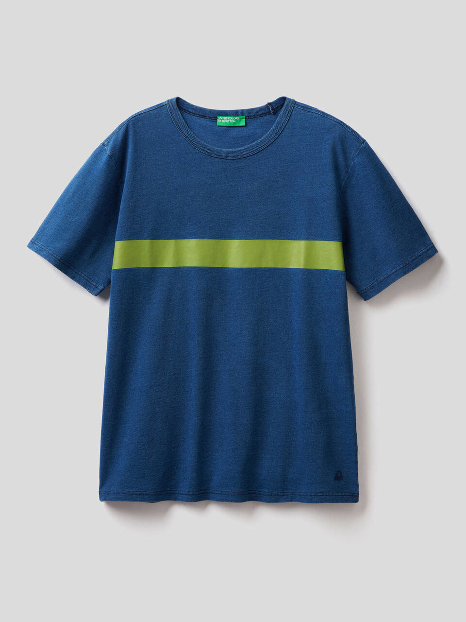 Pure cotton t-shirt with indigo dye image number 1