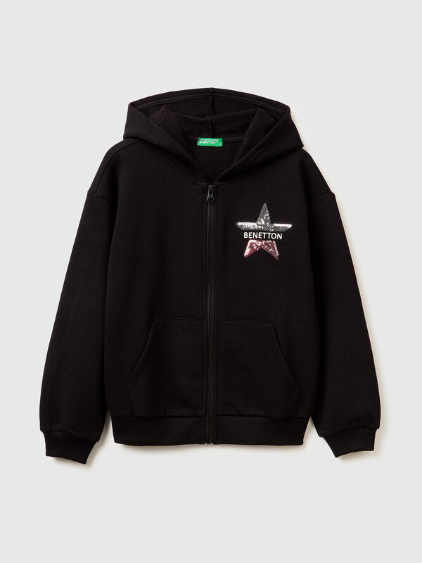 Sweatshirt with zip and sequins Junior Girl