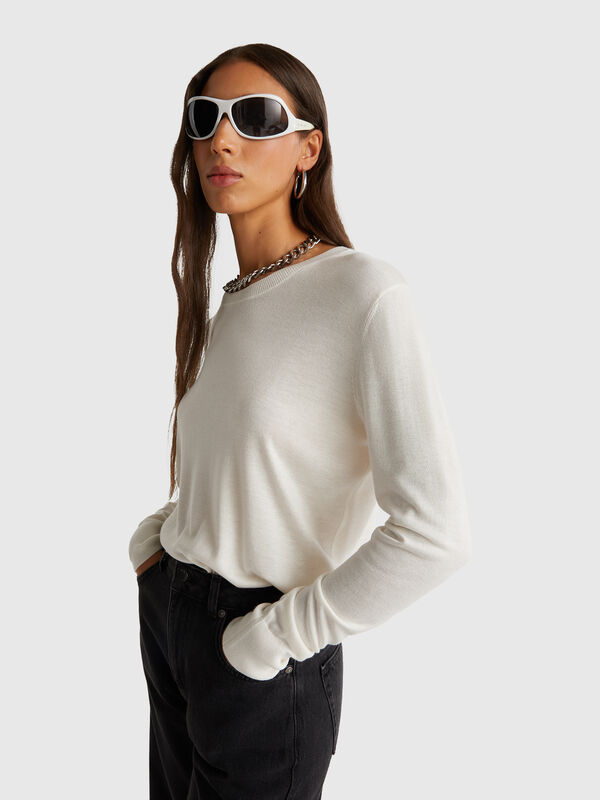 Long sleeve top in silk blend Women
