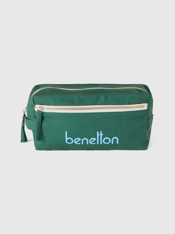 Military green beauty case in pure cotton
