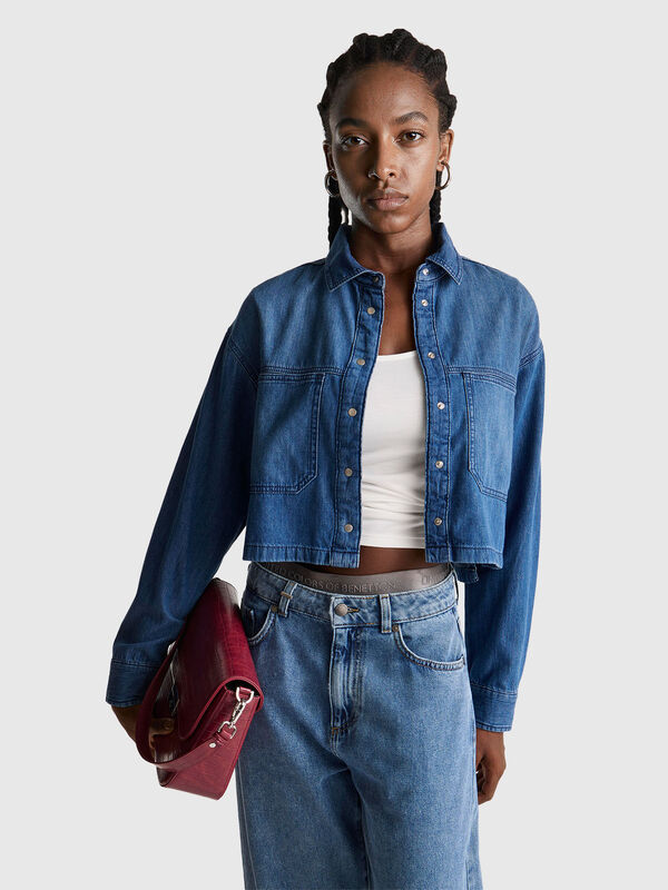 Cropped denim shirt Women