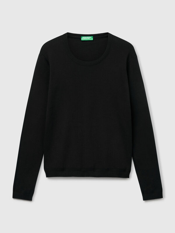 Crew neck sweater in pure cotton Women