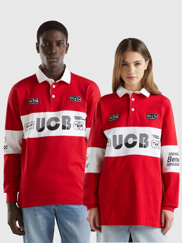 Red rugby polo