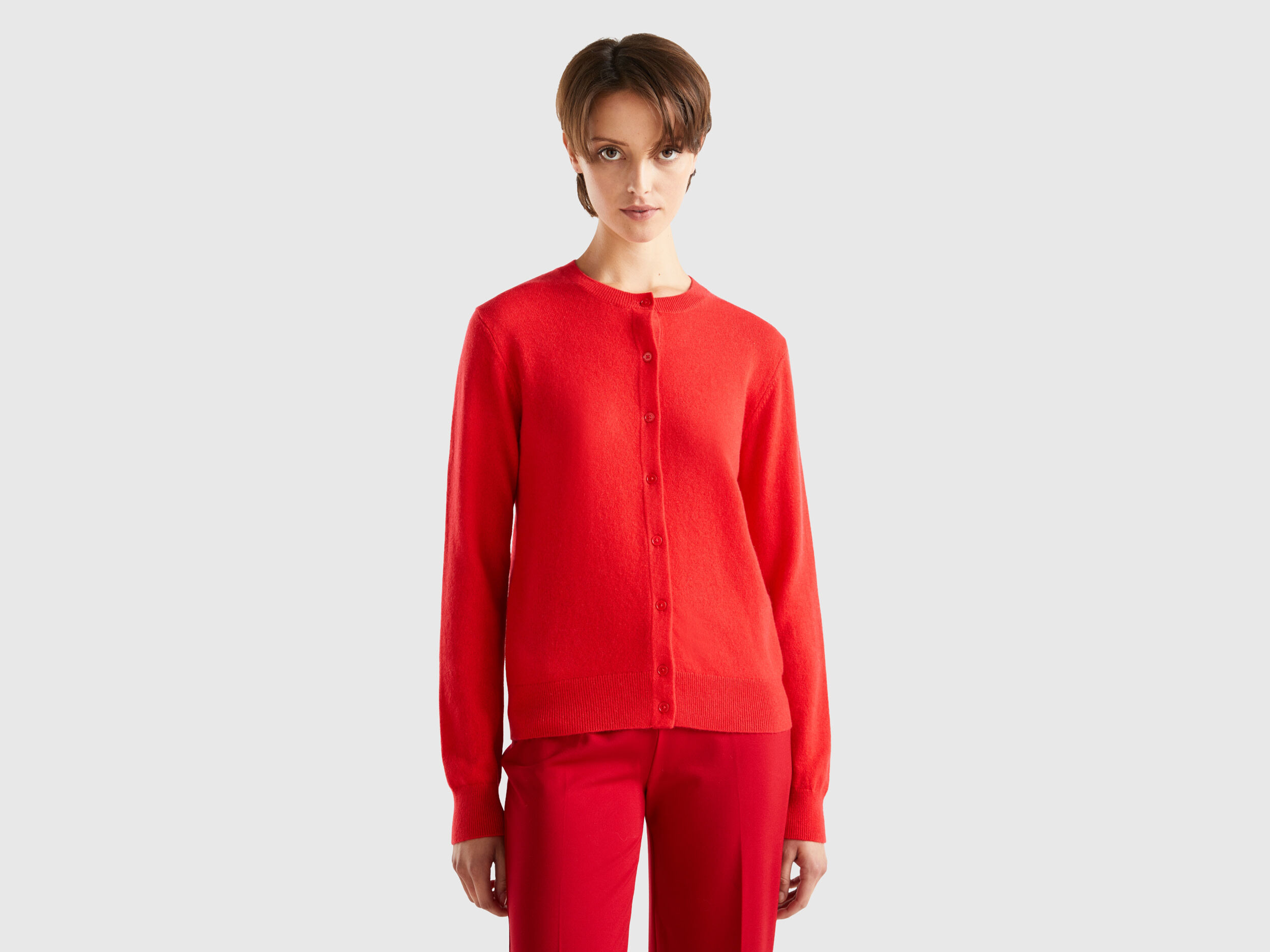 Red cashmere cheap cardigan sweater