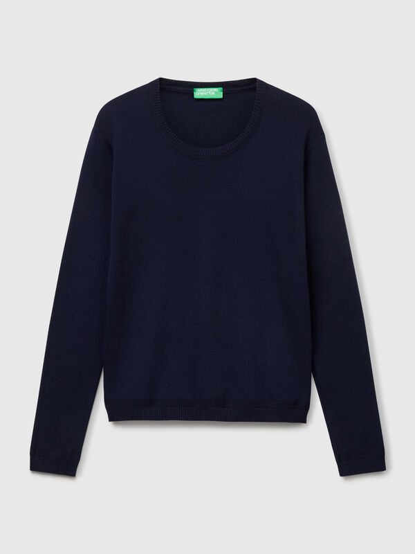 Crew neck sweater in pure cotton Women