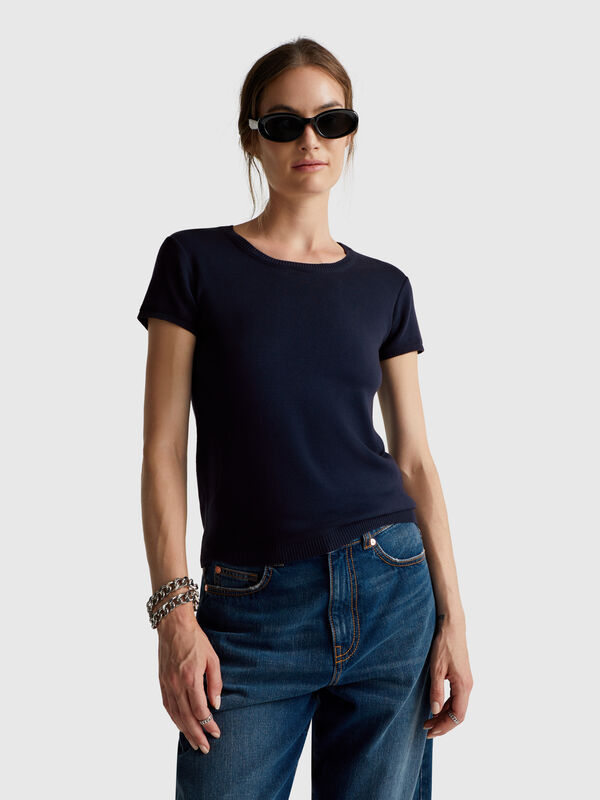 Short sleeve sweater in pure cotton Women