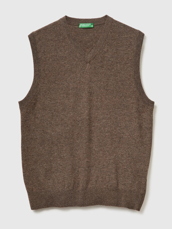 Dark gray vest in pure Merino wool Men