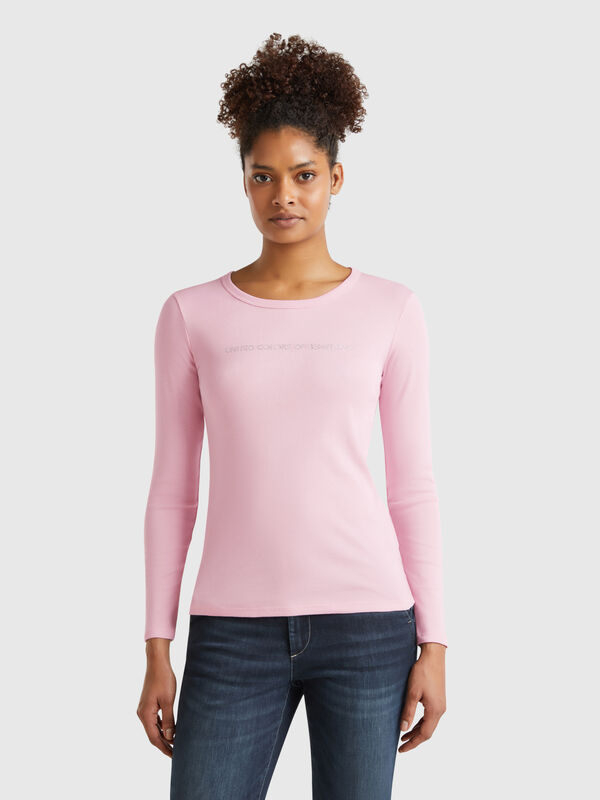 Pink 100% cotton long sleeve t-shirt Women