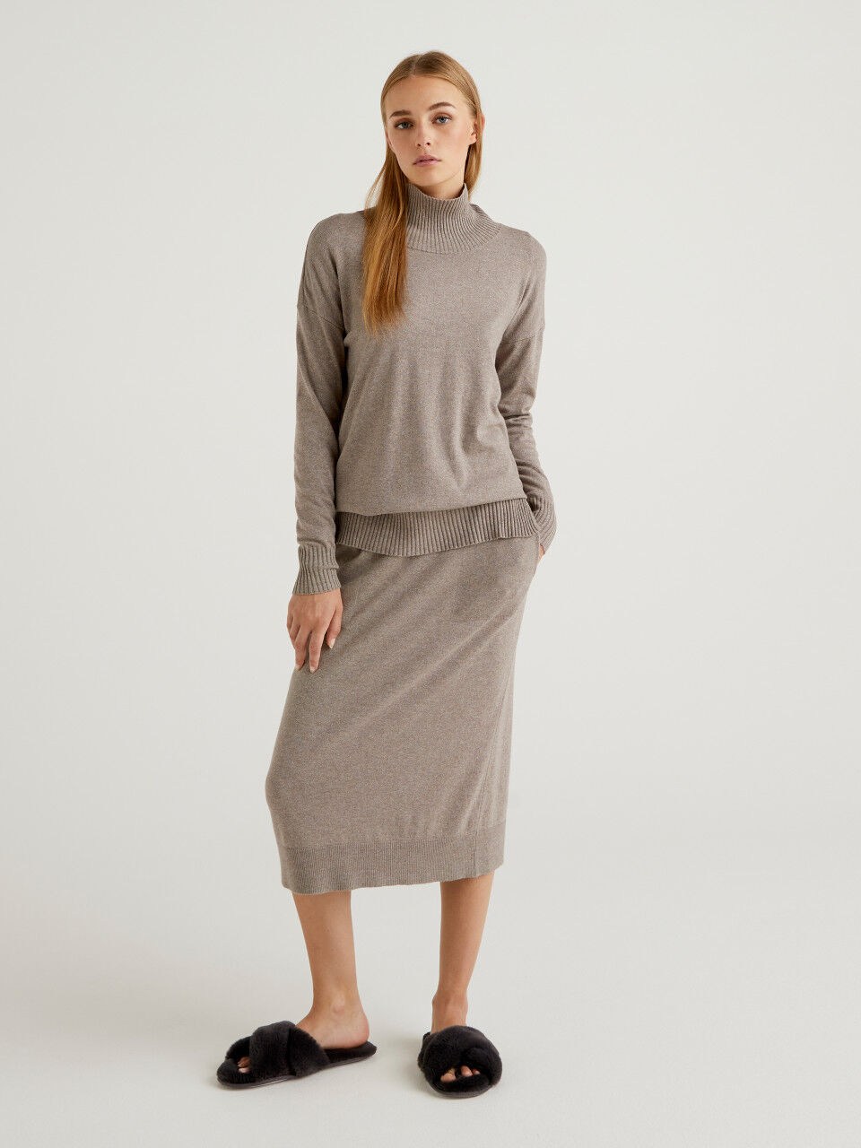 Skirt in silk and cashmere blend