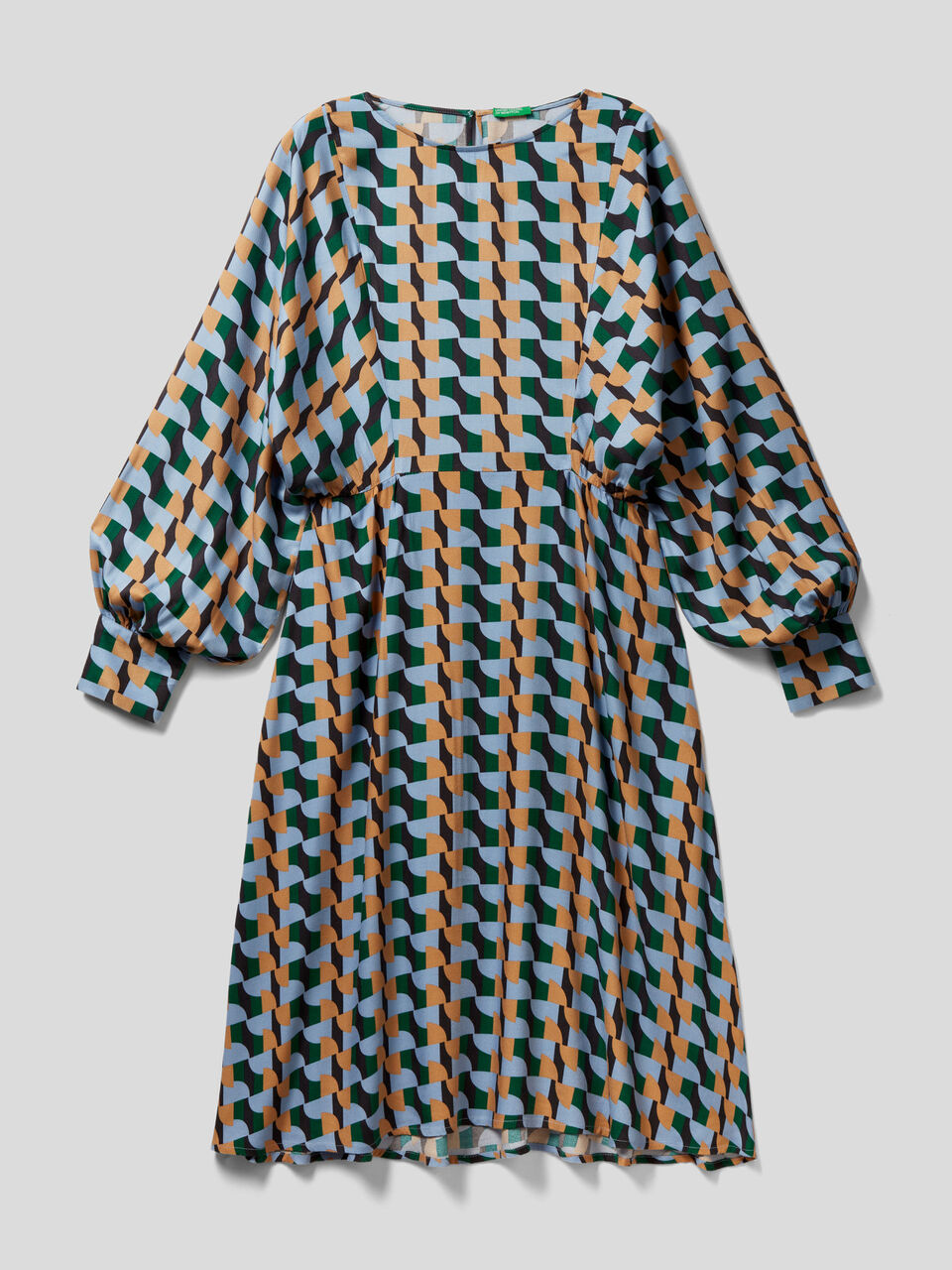 Midi patterned dress in eco-viscose image number 1