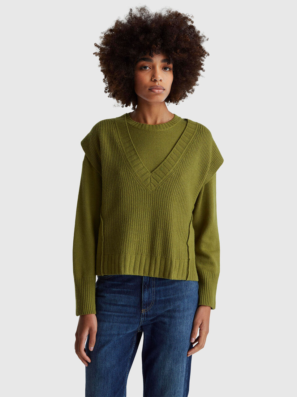 S/L V NECK SWEATER Women image number null