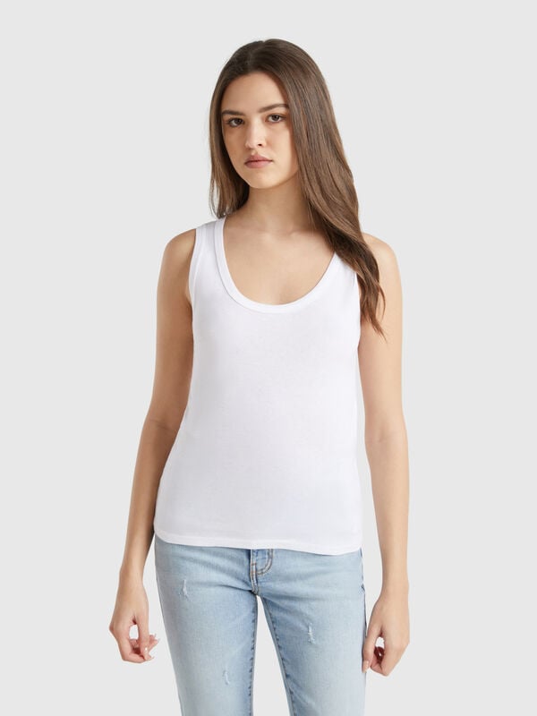 White tank top in pure cotton Women