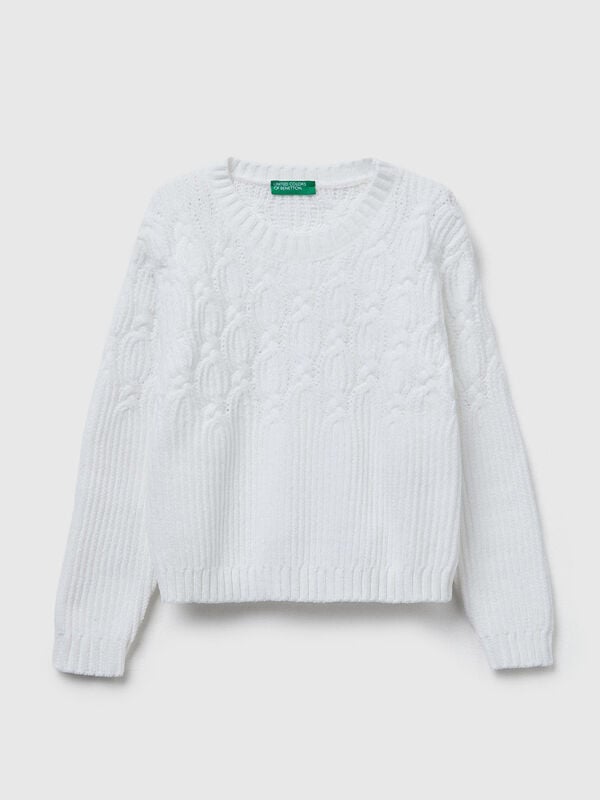Cable knit sweater in chenille Junior Girl