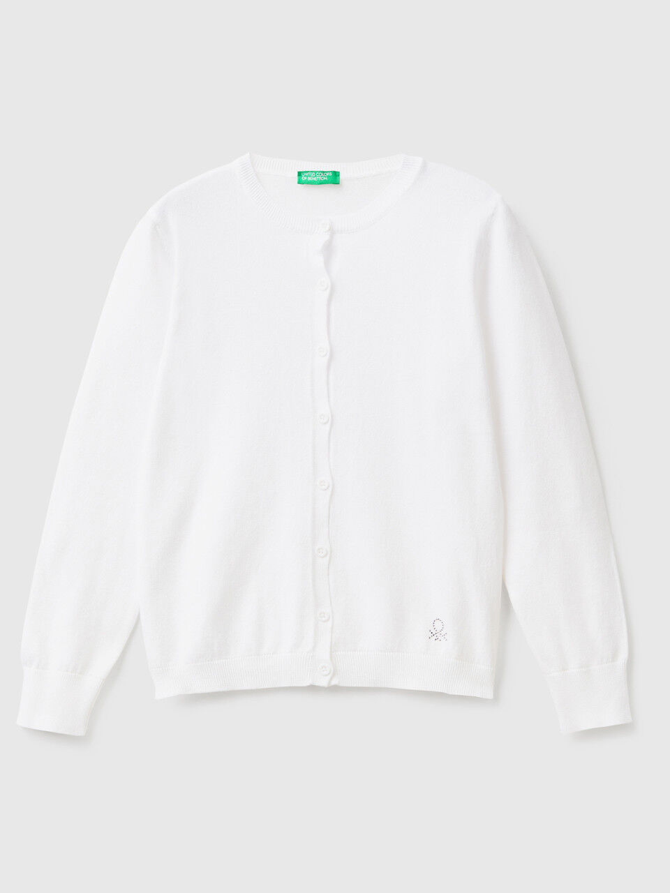 Crew neck cardigan in cotton blend