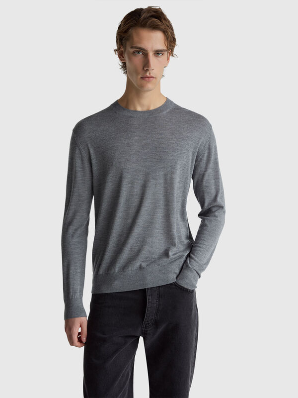 Gray sweater in pure Merino wool Men