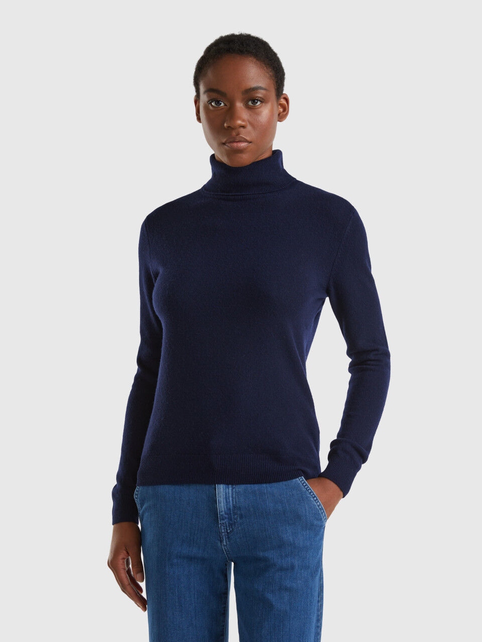 Blue turtleneck sweaters store